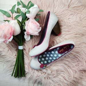 Ruby Shoo wooden heel pin up girl button heels